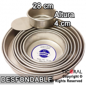 TORTERA ALUMINIO ALTURA 4cm DESFONDABLE N.28 (H) x 1